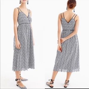 J Crew Double Strap Eyelet Midi Dress Navy White